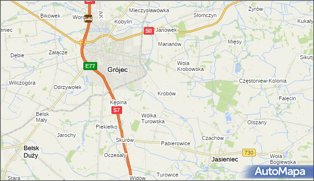 mapa Krobów, Krobów na mapie Targeo