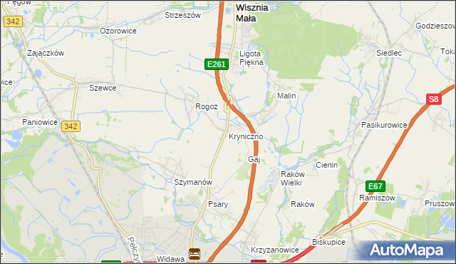 mapa Kryniczno gmina Wisznia Mała, Kryniczno gmina Wisznia Mała na mapie Targeo