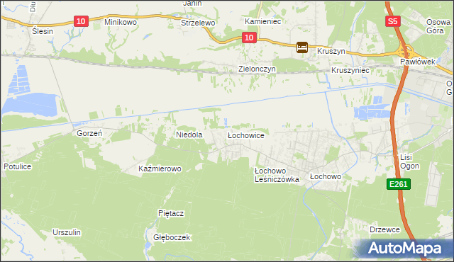 mapa Łochowice gmina Białe Błota, Łochowice gmina Białe Błota na mapie Targeo