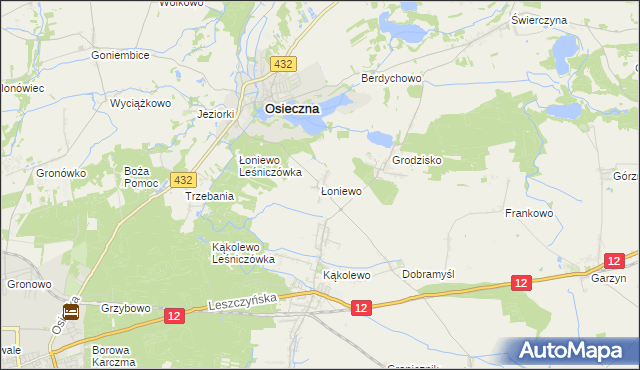 mapa Łoniewo gmina Osieczna, Łoniewo gmina Osieczna na mapie Targeo