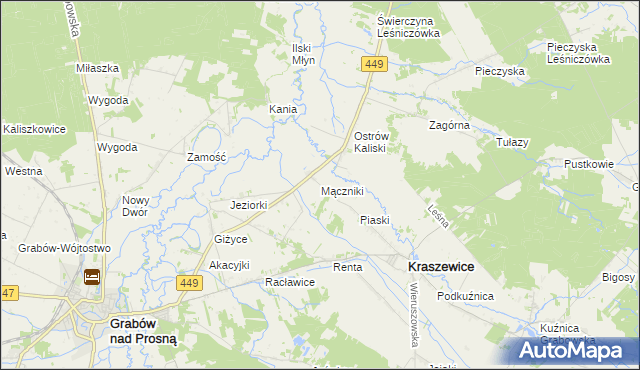 mapa Mączniki gmina Kraszewice, Mączniki gmina Kraszewice na mapie Targeo