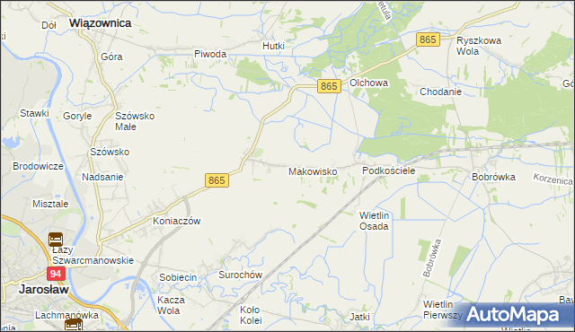 mapa Makowisko gmina Jarosław, Makowisko gmina Jarosław na mapie Targeo