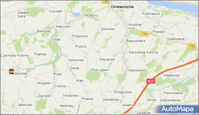 mapa Marianów gmina Gniewoszów, Marianów gmina Gniewoszów na mapie Targeo