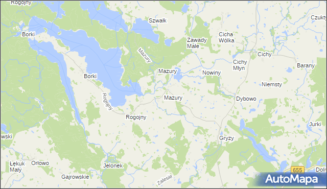 mapa Mazury gmina Świętajno, Mazury gmina Świętajno na mapie Targeo