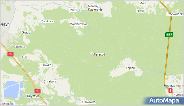 mapa Mierestki gmina Dobrzyniewo Duże, Mierestki gmina Dobrzyniewo Duże na mapie Targeo