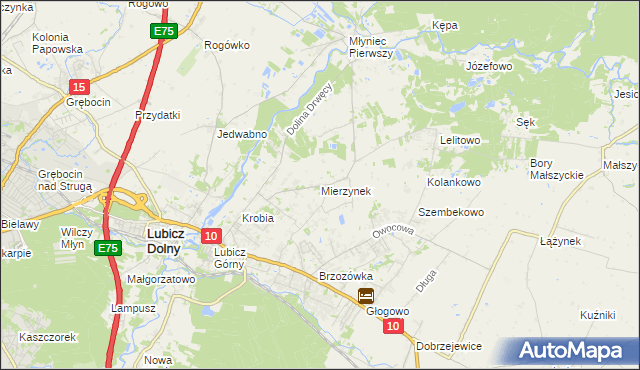 mapa Mierzynek gmina Lubicz, Mierzynek gmina Lubicz na mapie Targeo