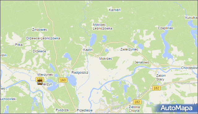 mapa Mokrzec gmina Międzychód, Mokrzec gmina Międzychód na mapie Targeo