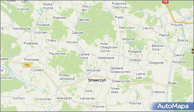 mapa Niedźwiedź gmina Strawczyn, Niedźwiedź gmina Strawczyn na mapie Targeo