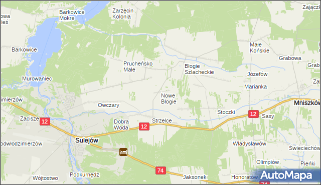 mapa Nowe Błogie, Nowe Błogie na mapie Targeo