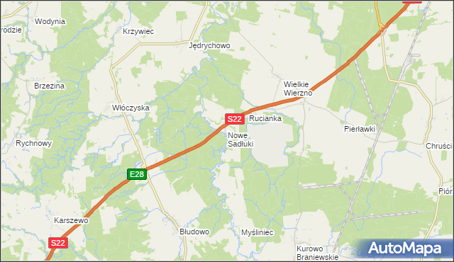 mapa Nowe Sadłuki gmina Młynary, Nowe Sadłuki gmina Młynary na mapie Targeo