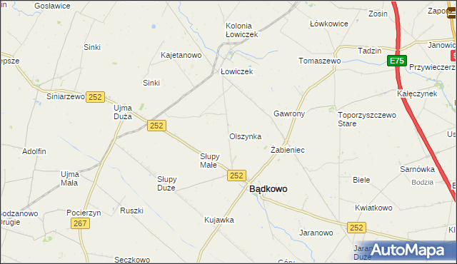 mapa Olszynka gmina Bądkowo, Olszynka gmina Bądkowo na mapie Targeo