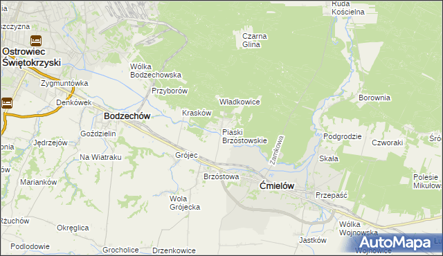 mapa Piaski Brzóstowskie, Piaski Brzóstowskie na mapie Targeo