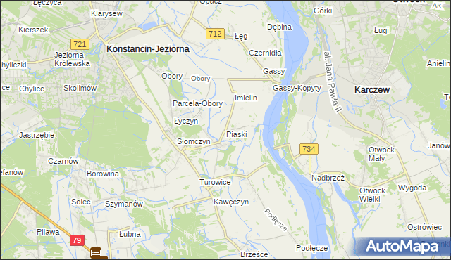 mapa Piaski gmina Konstancin-Jeziorna, Piaski gmina Konstancin-Jeziorna na mapie Targeo