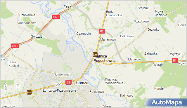 mapa Piątnica Poduchowna, Piątnica Poduchowna na mapie Targeo