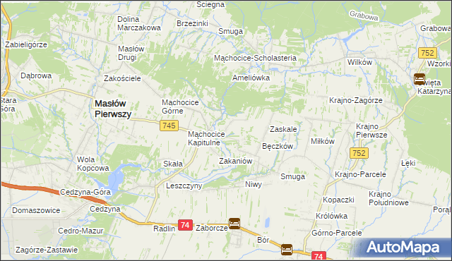 mapa Podmąchocice, Podmąchocice na mapie Targeo