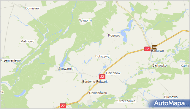 mapa Pokrzywy gmina Debrzno, Pokrzywy gmina Debrzno na mapie Targeo