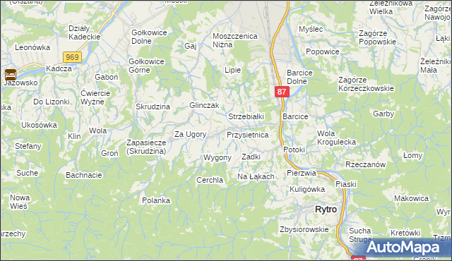 mapa Przysietnica gmina Stary Sącz, Przysietnica gmina Stary Sącz na mapie Targeo