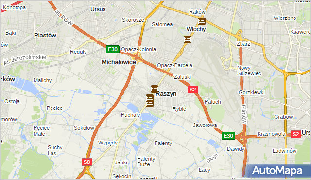 mapa Raszyn powiat pruszkowski, Raszyn powiat pruszkowski na mapie Targeo