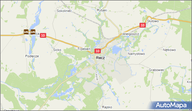 mapa Recz powiat choszczeński, Recz powiat choszczeński na mapie Targeo