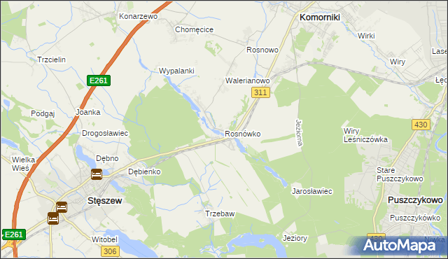 mapa Rosnówko gmina Komorniki, Rosnówko gmina Komorniki na mapie Targeo