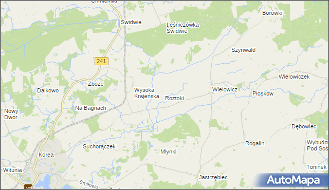 mapa Roztoki gmina Sośno, Roztoki gmina Sośno na mapie Targeo