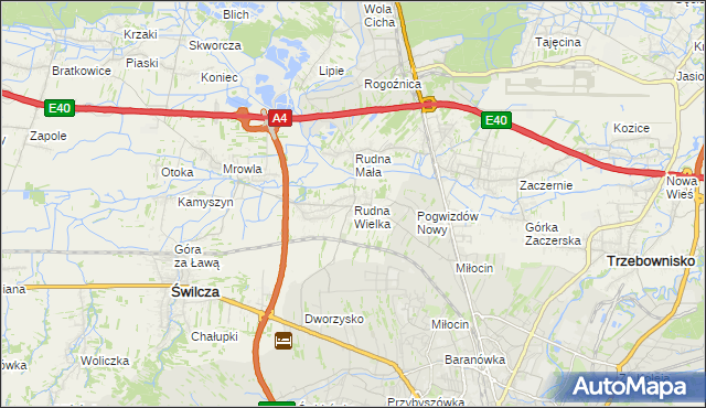 mapa Rudna Wielka gmina Świlcza, Rudna Wielka gmina Świlcza na mapie Targeo