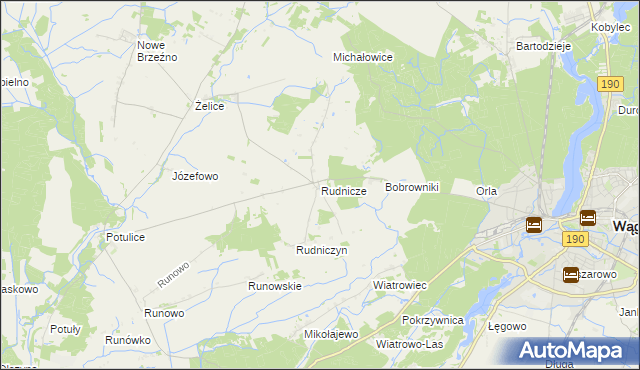 mapa Rudnicze gmina Wągrowiec, Rudnicze gmina Wągrowiec na mapie Targeo