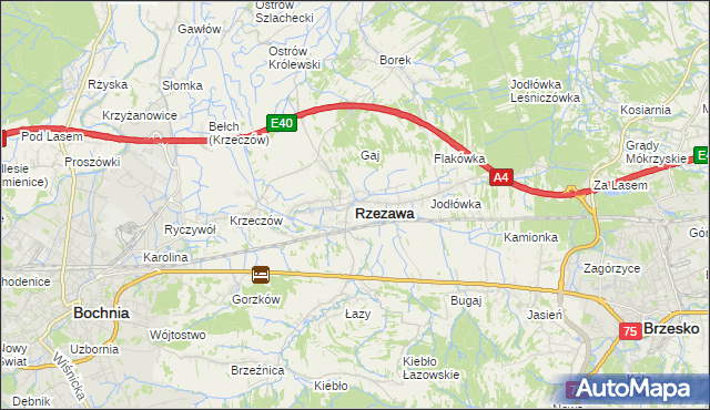 mapa Rzezawa, Rzezawa na mapie Targeo