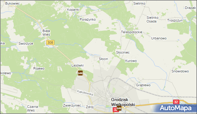 mapa Słocin, Słocin na mapie Targeo