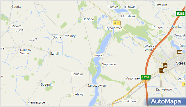 mapa Słupia gmina Stęszew, Słupia gmina Stęszew na mapie Targeo