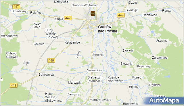 mapa Smolniki gmina Grabów nad Prosną, Smolniki gmina Grabów nad Prosną na mapie Targeo