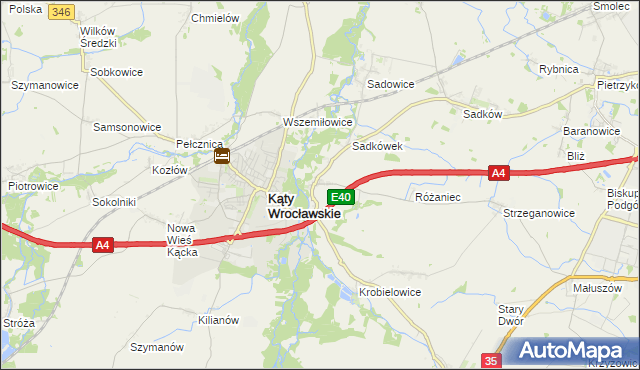 mapa Sośnica gmina Kąty Wrocławskie, Sośnica gmina Kąty Wrocławskie na mapie Targeo