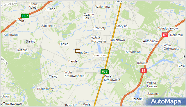 mapa Stachowo gmina Lesznowola, Stachowo gmina Lesznowola na mapie Targeo
