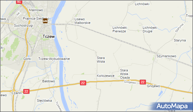 mapa Stara Wisła, Stara Wisła na mapie Targeo