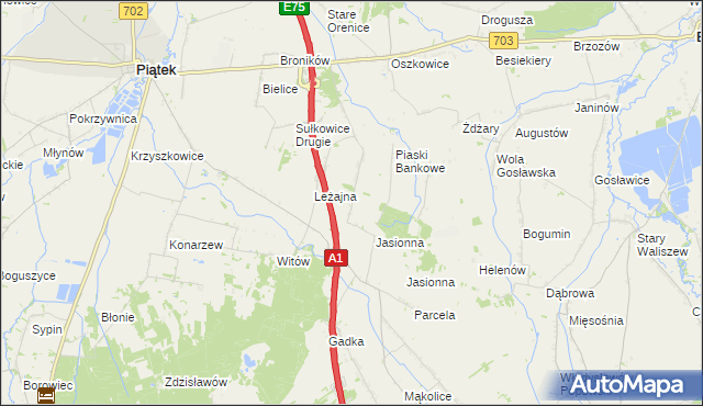 mapa Stare Piaski gmina Piątek, Stare Piaski gmina Piątek na mapie Targeo