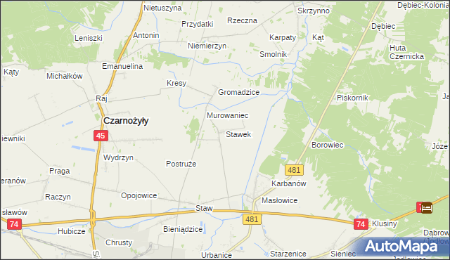 mapa Stawek gmina Czarnożyły, Stawek gmina Czarnożyły na mapie Targeo