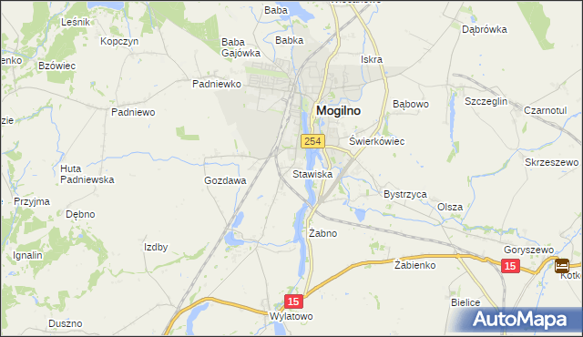 mapa Stawiska gmina Mogilno, Stawiska gmina Mogilno na mapie Targeo
