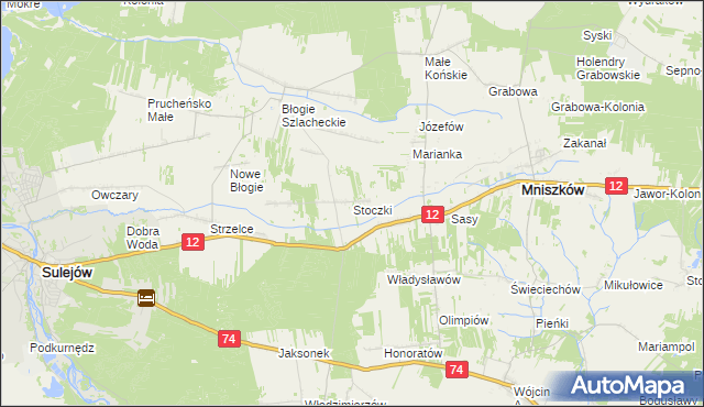 mapa Stoczki gmina Mniszków, Stoczki gmina Mniszków na mapie Targeo