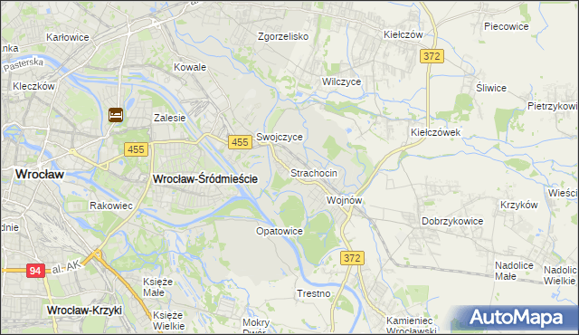 mapa Strachocin gmina Wrocław, Strachocin gmina Wrocław na mapie Targeo