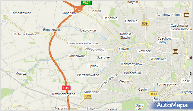 mapa Szerokie gmina Konopnica, Szerokie gmina Konopnica na mapie Targeo