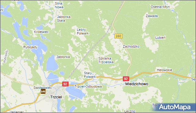 mapa Szklarka Trzcielska, Szklarka Trzcielska na mapie Targeo