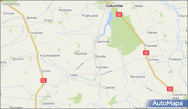 mapa Szkudła, Szkudła na mapie Targeo