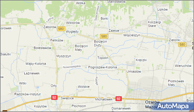 mapa Topolin gmina Stare Babice, Topolin gmina Stare Babice na mapie Targeo