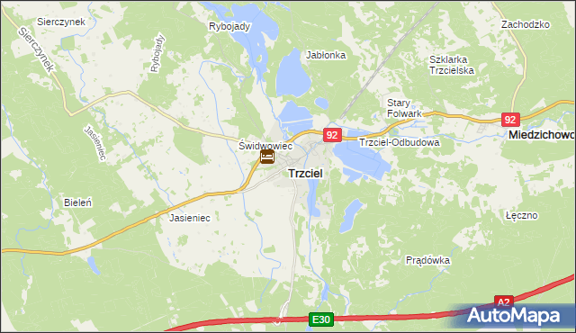 mapa Trzciel powiat międzyrzecki, Trzciel powiat międzyrzecki na mapie Targeo