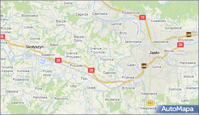 mapa Trzcinica gmina Jasło, Trzcinica gmina Jasło na mapie Targeo