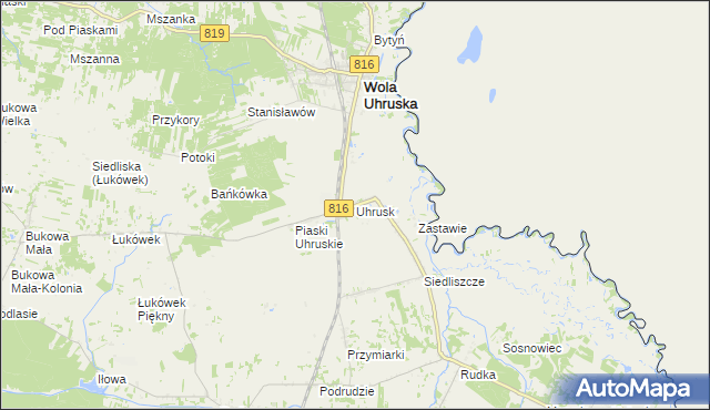 mapa Uhrusk, Uhrusk na mapie Targeo