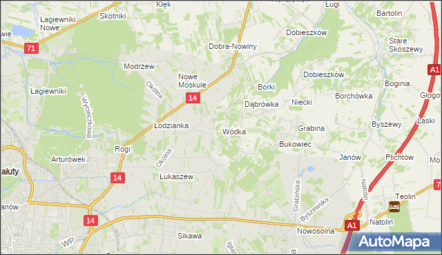 mapa Wódka gmina Nowosolna, Wódka gmina Nowosolna na mapie Targeo