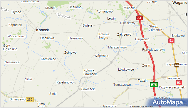 mapa Wójtówka gmina Bądkowo, Wójtówka gmina Bądkowo na mapie Targeo