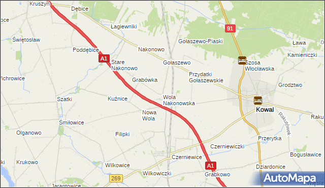 mapa Wola Nakonowska, Wola Nakonowska na mapie Targeo