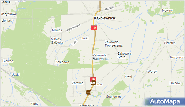 mapa Żakowola Radzyńska, Żakowola Radzyńska na mapie Targeo